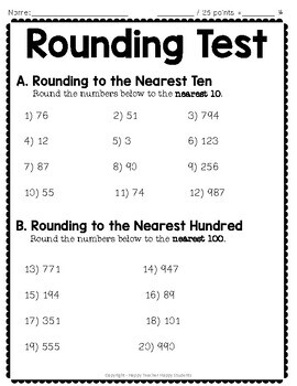 rounding test or quiz rounding to the nearest ten and