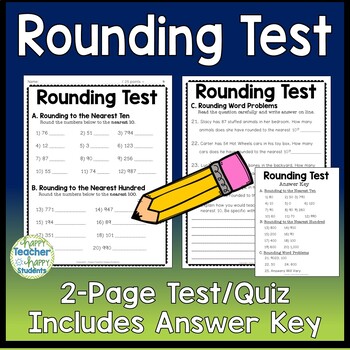 Rounding Test (or Quiz): Rounding to the Nearest Ten and Hundred