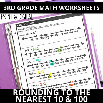 Preview of Rounding to the Nearest 10 and 100 | Rounding Worksheets for Third Grade Math