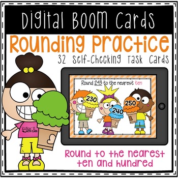 Preview of Rounding To the Nearest 10 and 100 Digital Boom Cards