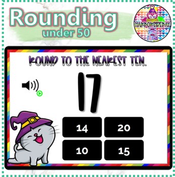 Preview of Rounding numbers Under 50 with Audio| BOOM CARDS