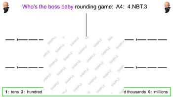 Preview of Rounding: Who's the boss baby rounding game: 4.NBT.3: Mr. Greenberg's math game