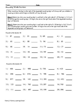 Rounding Whole Numbers by Family 2 Family Learning Resources | TpT