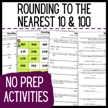Preview of Rounding Whole Numbers Activities, Worksheets - Rounding to the Nearest 10 & 100