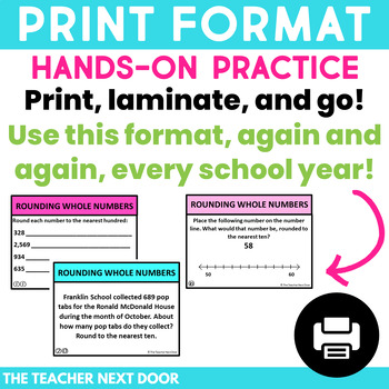 3rd grade freebie rounding whole numbers task cards rounding math center