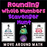 Rounding Whole Numbers Scavenger Hunt with hint boxes