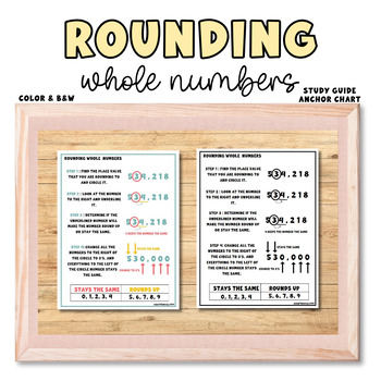 Preview of Rounding Whole Numbers Study Guide, Anchor Chart, Study Skills