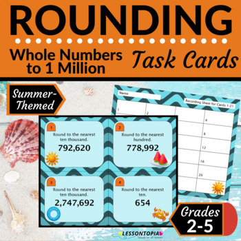 Preview of Rounding Whole Numbers | Task Cards | Summer