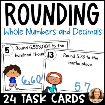 Rounding up + down — whole numbers style A little bit of task card