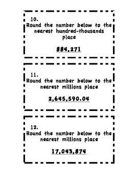 Preview of Rounding Whole Numbers and Decimals Task Cards (Thousandths through Millions)