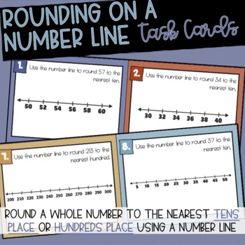 Rounding Whole Numbers on a Number Line Task Cards Scoot by Megan Aguirre