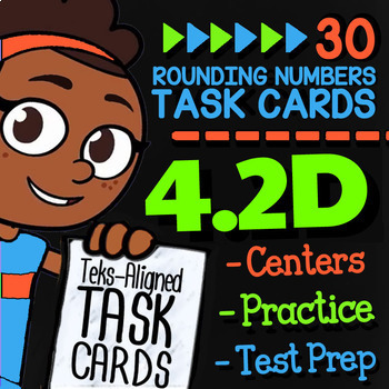 Preview of Rounding Whole Numbers to One Million Task Cards ★ 4th Grade Math | TEK 4.2D