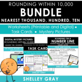 Rounding Within 10,000 BUNDLE | Worksheets, Task Cards, Di