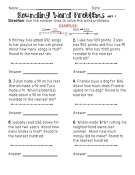 rounding numbers problem solving year 6