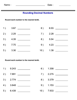 Rounding Worksheets : Rounding Decimal Numbers Worksheets by MATH LAMSA