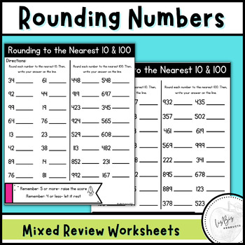 Rounding Worksheets, Rounding to the Nearest 10 & 100 by LizBiz Products