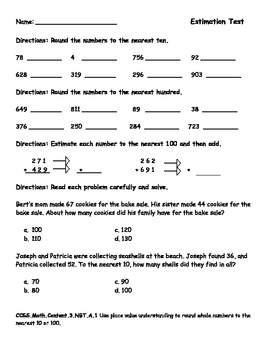 rounding and estimating numbers study guide and test by sarah warwick