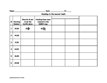 Preview of Rounding decimals to the tenths place - tabular graphic organizer - editable