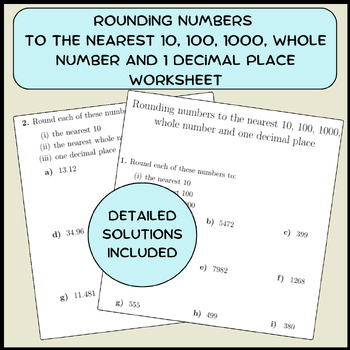 Preview of Rounding numbers to the nearest 10, 100, 1000, whole number and 1 decimal place