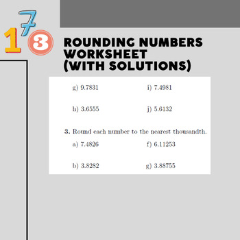 Preview of Rounding numbers worksheet (with solutions)