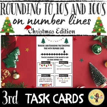 Preview of Rounding to 10's and 100's on a Number Line-Christmas Edition