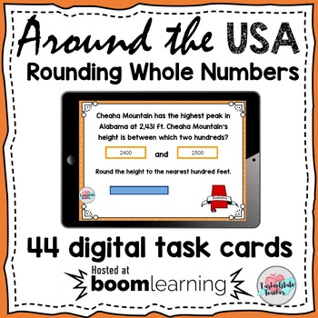 Preview of Rounding to Nearest 10, 100, 100, 1000 Activities Boom Cards