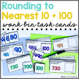 Rounding to Nearest 10 and 100 Work Bin Task Cards | Cente