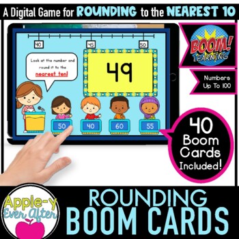 Preview of Rounding to the Nearest 10 | 0 - 100 Math Game | Boom Cards™ - Distance Learning