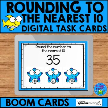 Preview of Rounding to the Nearest 10 BOOM Cards | Rounding Practice