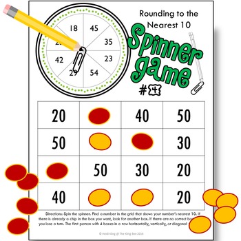 rounding to the nearest 10 printable math spinner games by the kling bee