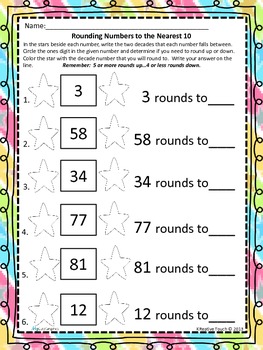 rounding to the nearest 10 worksheet by a kreative touch tpt