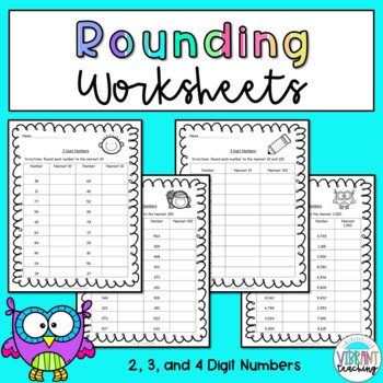 Preview of Rounding Worksheets: 2, 3, and 4 Digit Numbers