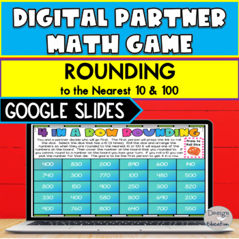 Preview of Rounding to the Nearest 10 and 100 Digital Partner Math Game | 3rd and 4th Grade