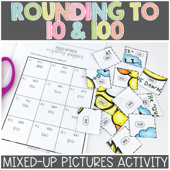 Preview of Rounding to Nearest 10 & 100 Mystery Pictures Math Puzzles