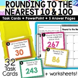 Rounding to the Nearest 10 and 100 Third Grade Task Cards 