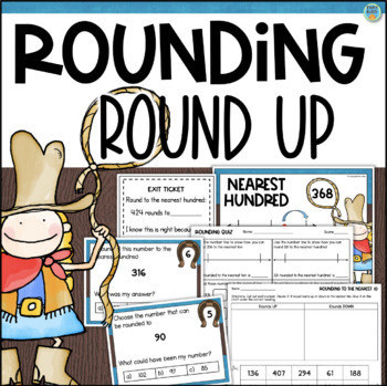 Preview of Rounding to the Nearest 10 & 100 Rounding Activities Worksheet Task Cards Center