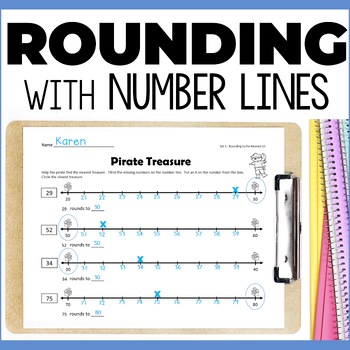 Preview of Rounding to the Nearest 10 and 100 Rounding Numbers Worksheets With Number Lines