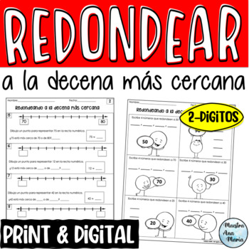 Preview of Rounding to the Nearest 10 in Spanish - Redondear a la decena mas cercana