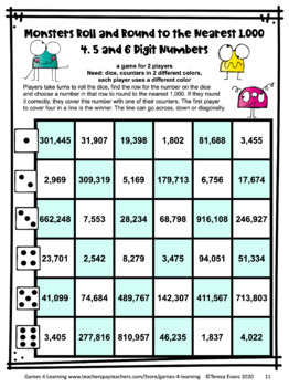 Rounding to the Nearest 1,000 Games by Games 4 Learning | TpT
