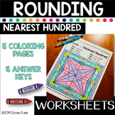 Rounding to the Nearest HUNDRED Coloring Worksheets