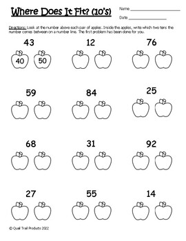 Rounding to the Nearest Ten - Apple Theme by Quail Trail Products