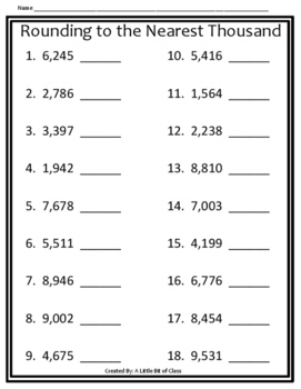 Rounding to the Nearest Ten, Hundred, and Thousand Freebie | TpT