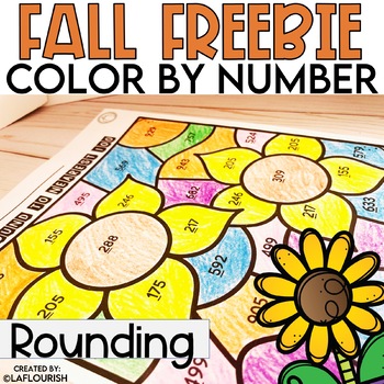 Preview of Rounding to the Nearest Ten and Hundred | Color by Number | Fall | Autumn