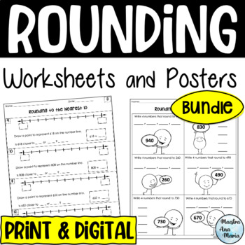 Preview of Rounding to the Nearest Ten and Hundred Worksheets and Posters