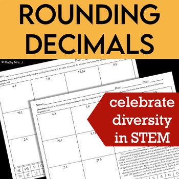 Preview of 5th Grade Rounding Decimals - Black History Math Biography Worksheet