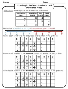 Preview of Rounding to the Tens, Hundreds, and Thousands Place