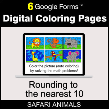 Preview of Rounding to the nearest 10 - Digital Coloring Pages | Google Forms