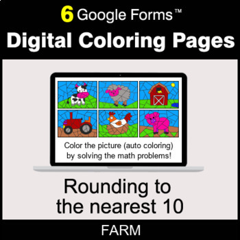 Preview of Rounding to the nearest 10 - Digital Coloring Pages | Google Forms