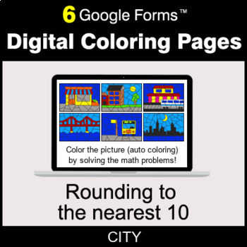 Preview of Rounding to the nearest 10 - Digital Coloring Pages | Google Forms