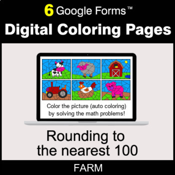 Preview of Rounding to the nearest 100 - Digital Coloring Pages | Google Forms
